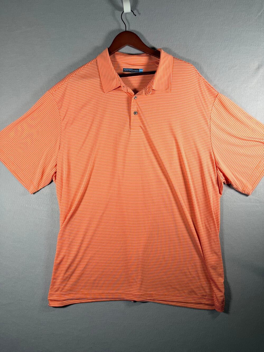 Roundtree & Yorke Performance Golf Polo Mens 3XB Big Orange White Striped